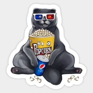 Movie lover cat with popcorn and 3d glasses Sticker